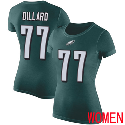 Women Philadelphia Eagles #77 Andre Dillard Green Rush Pride Name and Number NFL T Shirt